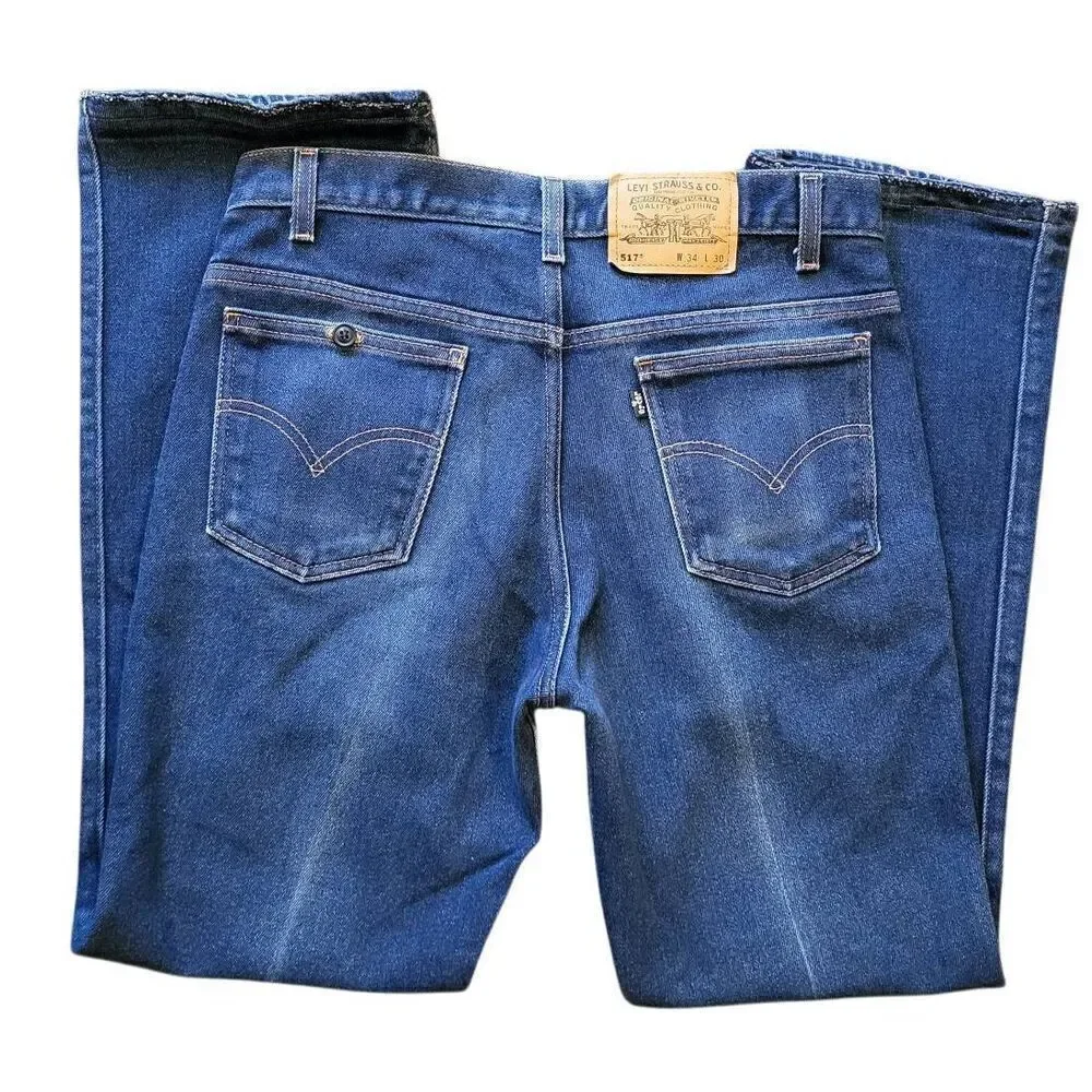 Levi's Jeans Men's 34 Blue 517 Black Tab Bootcut Y2K 2001 Western Cowboy